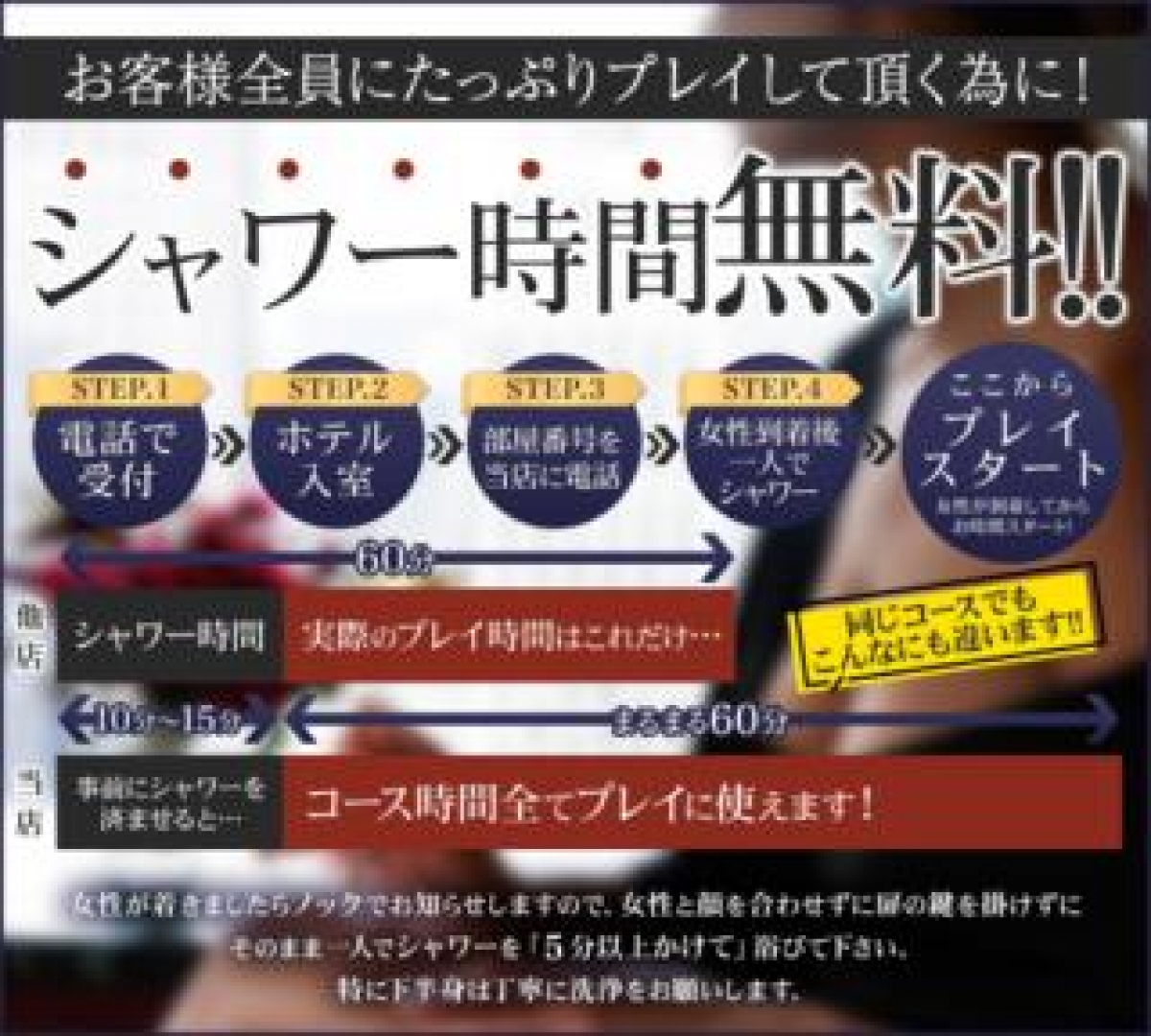 シャワー時間無料!